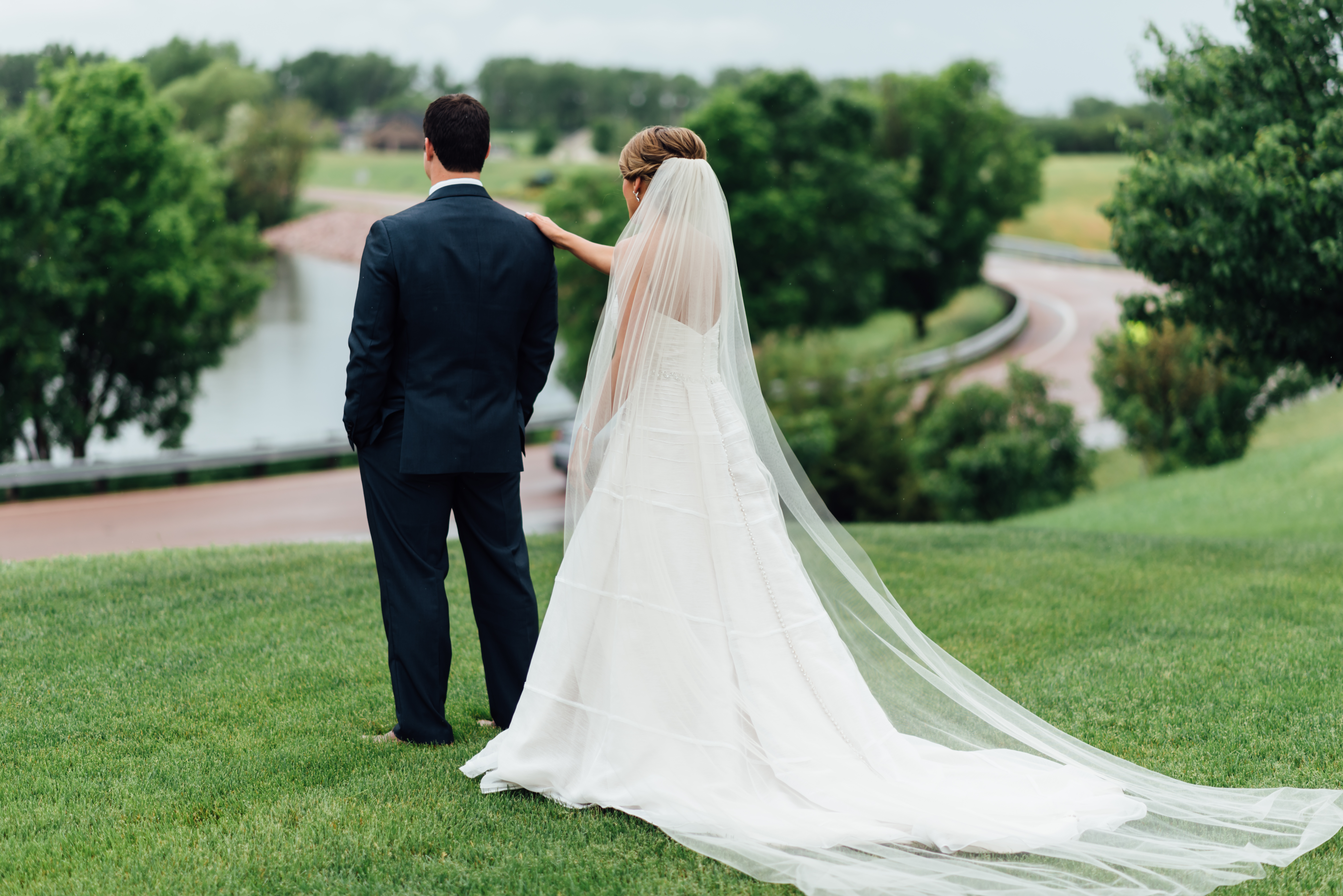 couple before first look on their wedding day